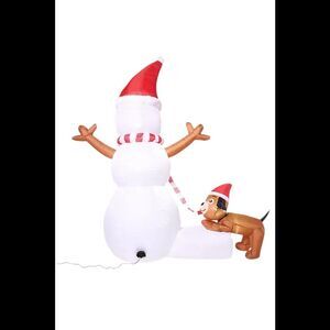 Kringle Express 8ft Inflatable Snowman and Dog